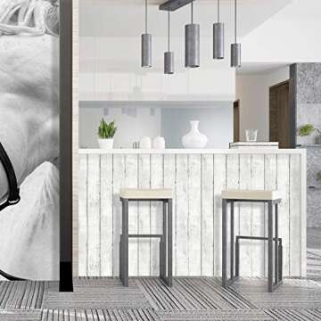 HaokHome 5030 Shiplap Peel and Stick Wood Wallpaper Off White 17.7"x 19.7ft Distressed Wood Plank Wallpaper