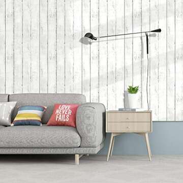 HaokHome 5030 Shiplap Peel and Stick Wood Wallpaper Off White 17.7"x 19.7ft Distressed Wood Plank Wallpaper