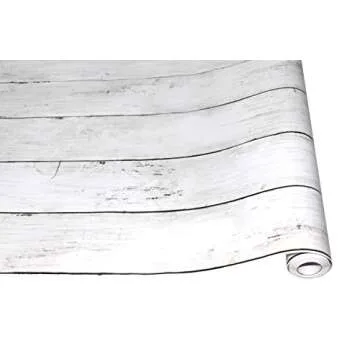 HaokHome 5030 Shiplap Peel and Stick Wood Wallpaper Off White 17.7"x 19.7ft Distressed Wood Plank Wallpaper