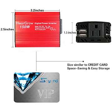 150W Car Power Inverter Converter Plug Adapter w/Dual USB Adapter Outlet Charger Car Adapter Car Travel Camping Outdoor Activity Necessity Suitable for Laptop Phone Camera DC 12V to 110V AC Inverter