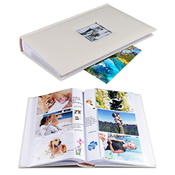 1DOT2 Photo Album 4x6 Hold 402 Photos with Memo Slip-in Pockets Photo Book, Linen Cover Picture Phot...