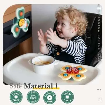 ALASOU 6 PCS Fun Suction Cup Spinner Toys for Infants