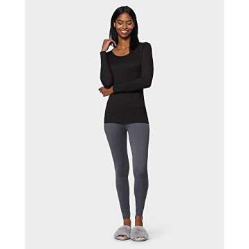 32 Degrees Heat Womens Ultra Soft Thermal Lightweight Baselayer Scoop Neck Long Sleeve Top, Black, X...