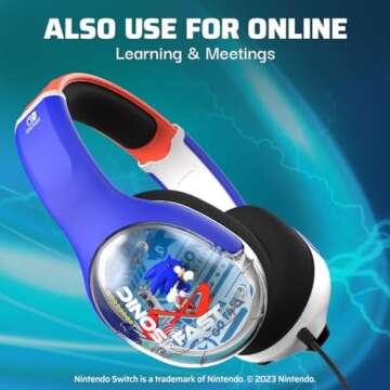 PDP REALMz Wired Gaming Headset for Nintendo Switch/Lite/OLED, 3.5mm Headphones Audio Jack for Tablets/PC/Console/Laptop, Officially Licensed SEGA Sonic Superstars: Sonic Go Fast