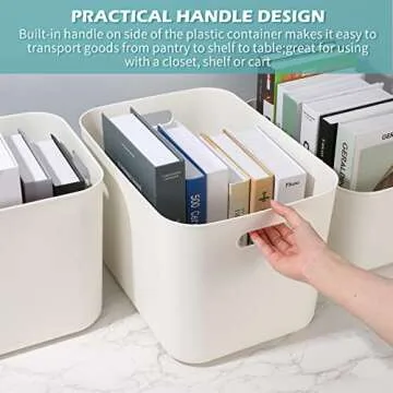 Zopeal Plastic Storage Bins 10 Pcs White Pantry Organizer Bins Small Baskets Storage Containers for Home Kitchen (14 x 10.5 x 9.5 Inch)