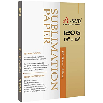 A-SUB Sublimation Paper 120G 13x19 Inch 110 Sheets for Sublimation Blanks Compatible with Sublimatio...