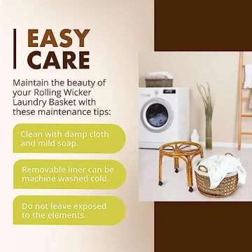 KOUBOO Rolling Wicker Laundry Basket with Detachable Stand