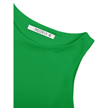 REORIA Women's Halter Neck Cropped Tank Top - Green