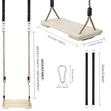 KINSPORY Wooden Swing Seat for Outdoor Fun and Relaxation