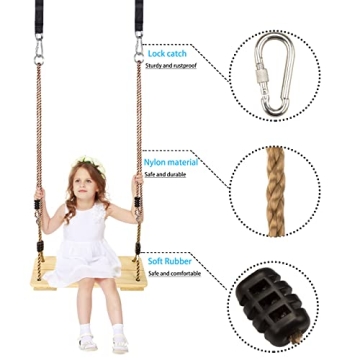 KINSPORY Wooden Swing Seat for Outdoor Fun and Relaxation