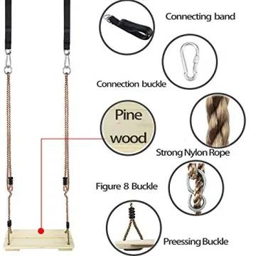 KINSPORY Wooden Swing Seat for Outdoor Fun and Relaxation