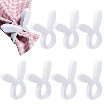 Wooden Easter Bunny Napkin Rings - 8 Count Set for Fun Dining