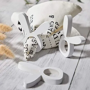Wooden Easter Bunny Napkin Rings - 8 Count Set for Fun Dining