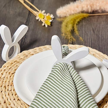 Wooden Easter Bunny Napkin Rings - 8 Count Set for Fun Dining
