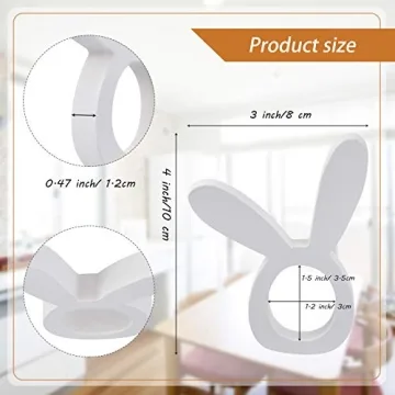 Wooden Easter Bunny Napkin Rings - 8 Count Set for Fun Dining