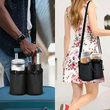 Luggage Cup Holder for Suitcases Free Hands, Travel Accessories, Adjustable for Different Sizes of C...