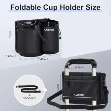 Luggage Cup Holder for Suitcases Free Hands, Travel Accessories, Adjustable for Different Sizes of Coffee Cups, Universal Luggage Accessories for Flight Attendants, Business Travelers, Tourists-Black