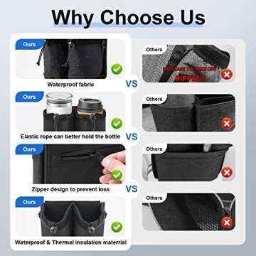 Luggage Cup Holder for Suitcases Free Hands, Travel Accessories, Adjustable for Different Sizes of Coffee Cups, Universal Luggage Accessories for Flight Attendants, Business Travelers, Tourists-Black