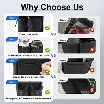 Luggage Cup Holder for Suitcases Free Hands, Travel Accessories, Adjustable for Different Sizes of Coffee Cups, Universal Luggage Accessories for Flight Attendants, Business Travelers, Tourists-Black