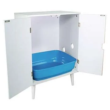 Penn-Plax Contemporary Cat Litter Cabinet - All White