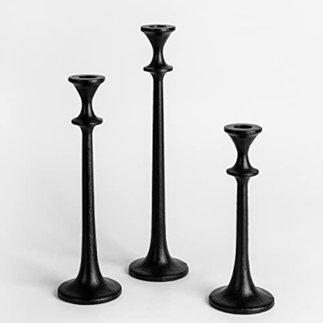 Elegant Black Iron Taper Candle Holder Set - Rustic Style for Any Occasion