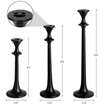 Elegant Black Iron Taper Candle Holder Set of 3 for Decor
