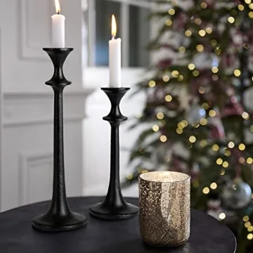 Elegant Black Iron Taper Candle Holder Set of 3 for Decor