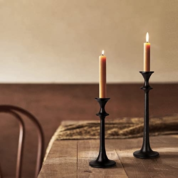 Elegant Black Iron Taper Candle Holder Set of 3 for Decor