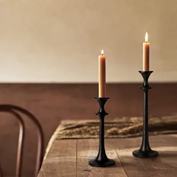 Elegant Black Iron Taper Candle Holder Set of 3 for Decor