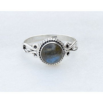 Handmade Labradorite Stone Ring for Women in Silver