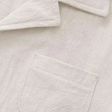 XMWEALTHY Toddler Baby Boy Summer Clothes Color Block Short Sleeve Button-Down Shirt Tops Cotton Pants Outfit Set 18-24M Beige Khaki