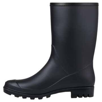 Evshine Women's Mid Calf Rain Boots Waterproof Garden Shoes Matte Black, 38