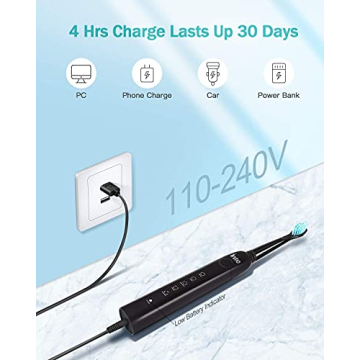 Initio Sonic Electric Toothbrush with Smart Timer and 5 Modes