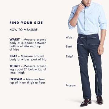 Tommy Hilfiger Men's Stretch Chino Pants in Custom Fit, Bright White, 31W x 32L