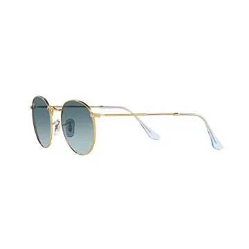 Ray-Ban Rb3447 Round Metal Sunglasses, Gold/Blue Gradient Grey, 53 mm