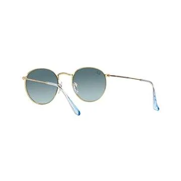Ray-Ban Rb3447 Round Metal Sunglasses, Gold/Blue Gradient Grey, 53 mm