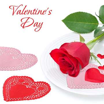 Chuangdi 250 Pieces Heart Doilies Heart Paper Doilies Mini Valentine Doilies for Valentine's Day Wedding Party Decoration Ornaments