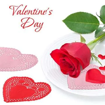 Chuangdi 250 Pieces Heart Doilies Heart Paper Doilies Mini Valentine Doilies for Valentine's Day Wedding Party Decoration Ornaments