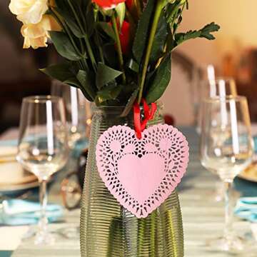 Chuangdi 250 Pieces Heart Doilies Heart Paper Doilies Mini Valentine Doilies for Valentine's Day Wedding Party Decoration Ornaments