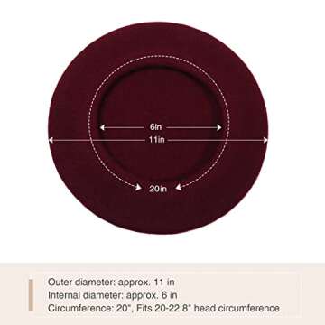 Classic Women French Wool Beret - Wine Red Cap