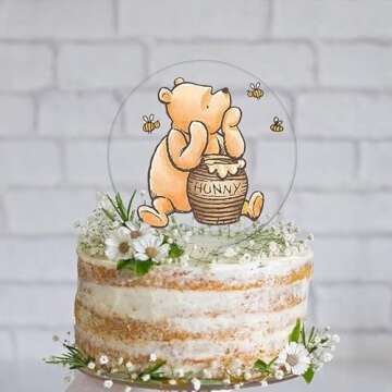 Winnie Cake Topper Welcome Baby Acrylic 5inch Cake Toppers Cupcake Toppers Classic The Pooh Baby Sho...