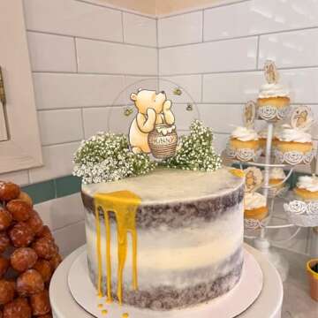 Winnie Cake Topper Welcome Baby Acrylic 5inch Cake Toppers Cupcake Toppers Classic The Pooh Baby Shower Decorations Winnie Birthday Party Supplies