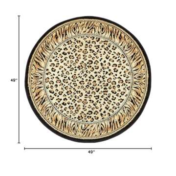 Unique Loom Wildlife Collection Animal Inspired with Cheetah Bordered Design Area Rug, 4 ft x 4 ft, ...