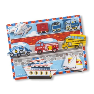 Melissa Doug Vehicles Wooden Puzzle Educational 9-Piece Set