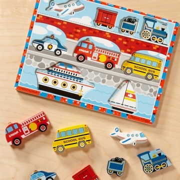 Melissa Doug Vehicles Wooden Puzzle Educational 9-Piece Set