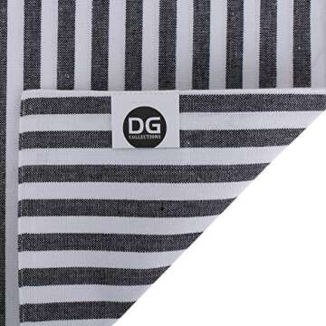 Cotton Placemats, Set Of 4, Double Sided Placemats (13 x 19 Inches), Black & White Stripe - Perfect For Spring, Summer, Holidays - Christmas And For Everyday Use