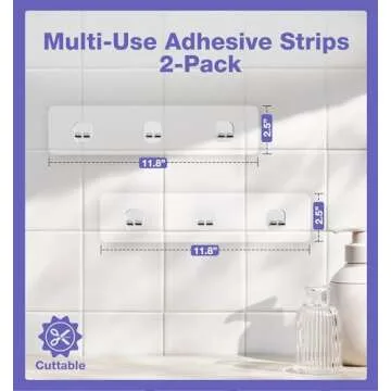 KINCMAX 2-Pack Strong Sticky Waterproof Heavy-Duty Wall Adhesives, Shower Caddy Adhesive Replacement Stickers, No-Trace Wall Adhesives Hook Strip for Shower Caddy, Kitchen Racks, Bathroom Shelf