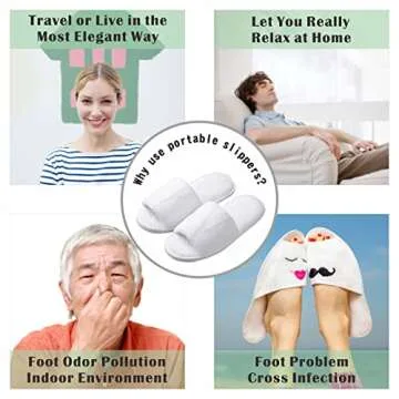 KHC-KHF Spa Slipper 5 Pairs of White Velvet Open Toe Slippers with Travel Bags Slippers Unisex for Guest Women Men for Spa Party Guest Hotel Travel Washable