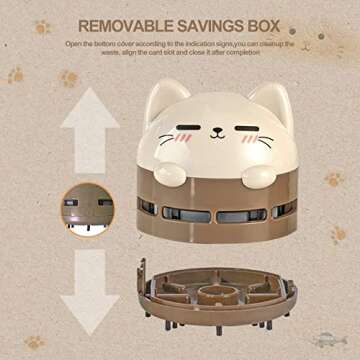 DIDnDID Cute Desk Vacuum Cleaner, USB Rechargeable Mini Desk Duster for Keyboard, Cordless and 360º Swivel Desk Vacuum Cleaner for Crumb Eraser (Tan Brown)