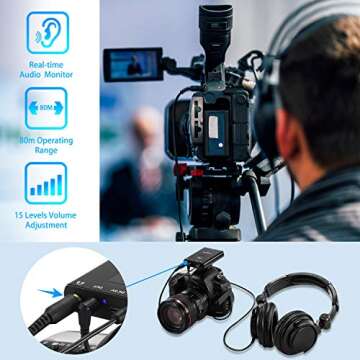 Fotowelt WM100 Full Metal 4 Channels UHF Professional Wireless Lavalier Microphone System Compatible for Canon Nikon Sony Panasonic D/SLR Camera,XLR camcorder & Smartphone (50m-164foot)